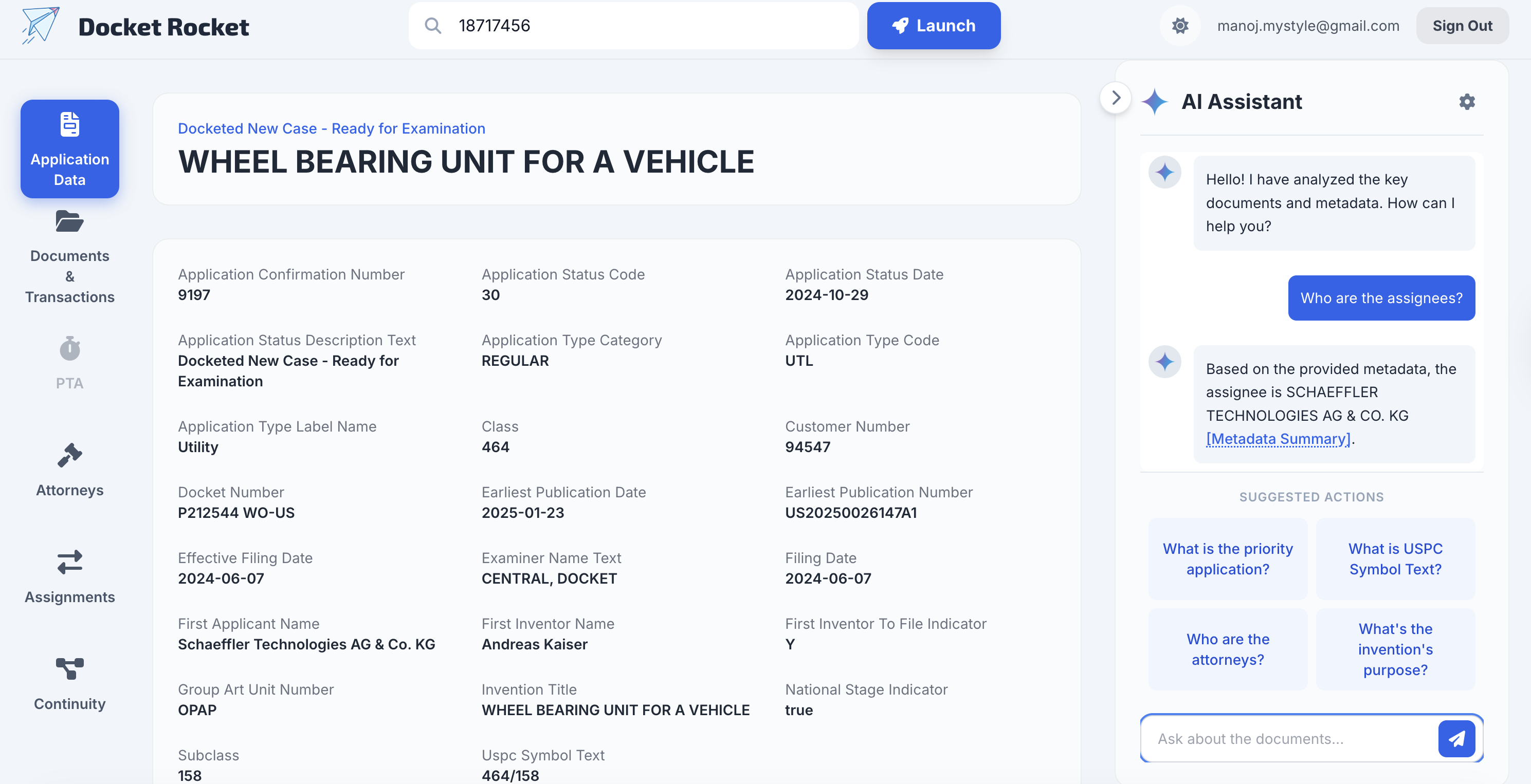 Docket Rocket Application Screenshot
